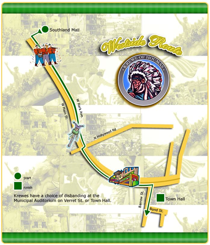 Krewe of Houmas Parade Route